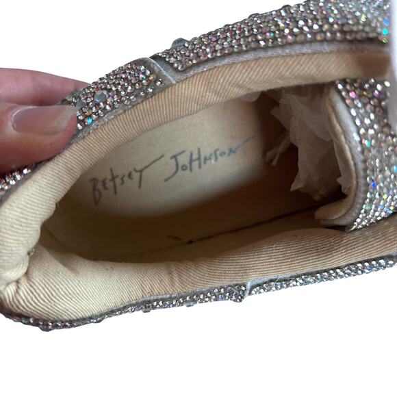 Betsy Johnson sneakers size 8.5 Sidny platform sparkle rhinestone metallic gray - Picture 12 of 13